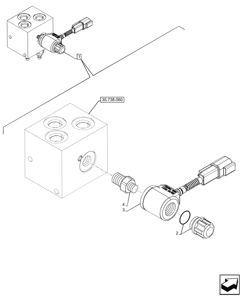 Схема запчастей Case 580SN WT - (55.512.210) - VALVE HEAVY LIFT, COMPONENTS, SOLENOID, 4WD (55) - ELECTRICAL SYSTEMS