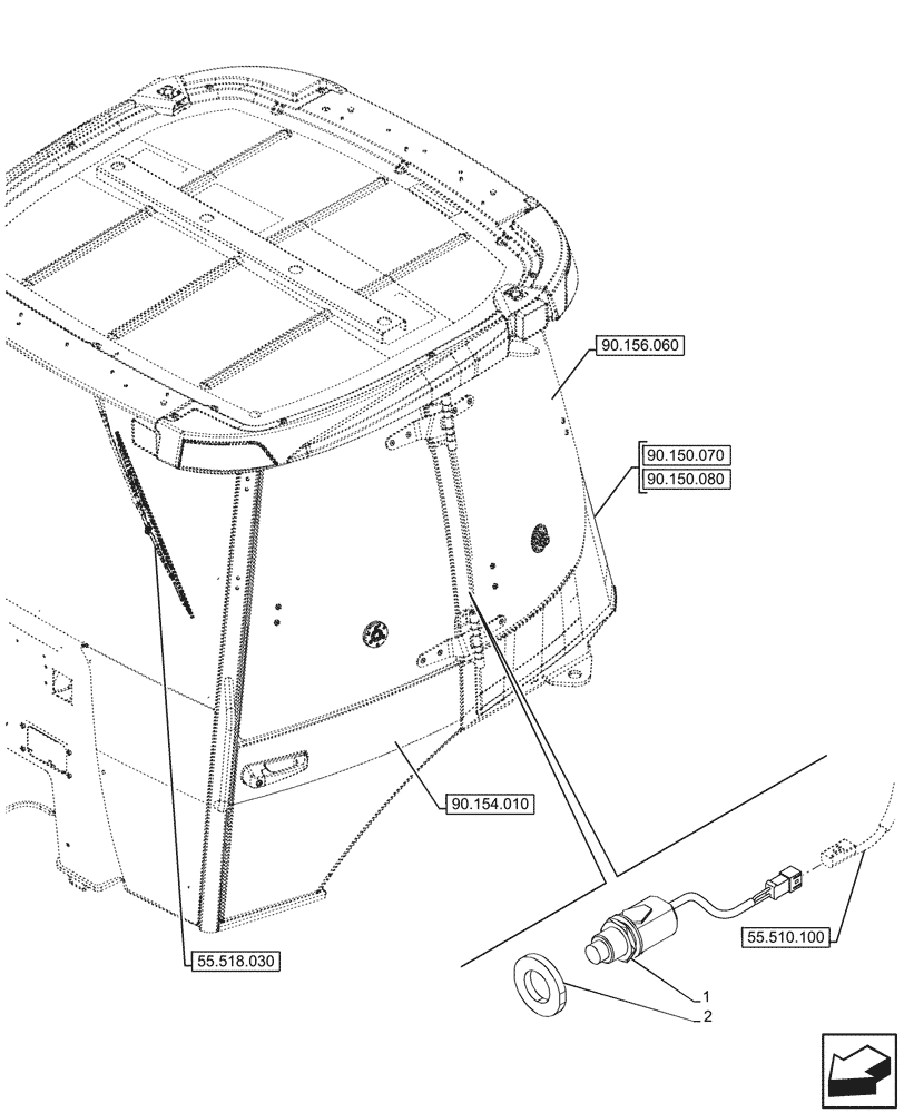 Схема запчастей Case 580N EP - (55.514.060) - VAR - 747853, 747854, 747855 - CAB, DOOR SWITCH (55) - ELECTRICAL SYSTEMS