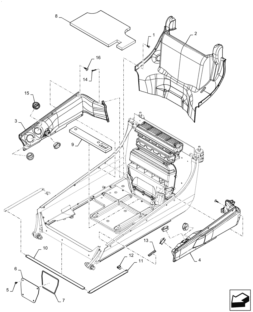 Схема запчастей Case SR175 - (90.160.CK[02]) - TRIM INTERIOR (90) - PLATFORM, CAB, BODYWORK AND DECALS