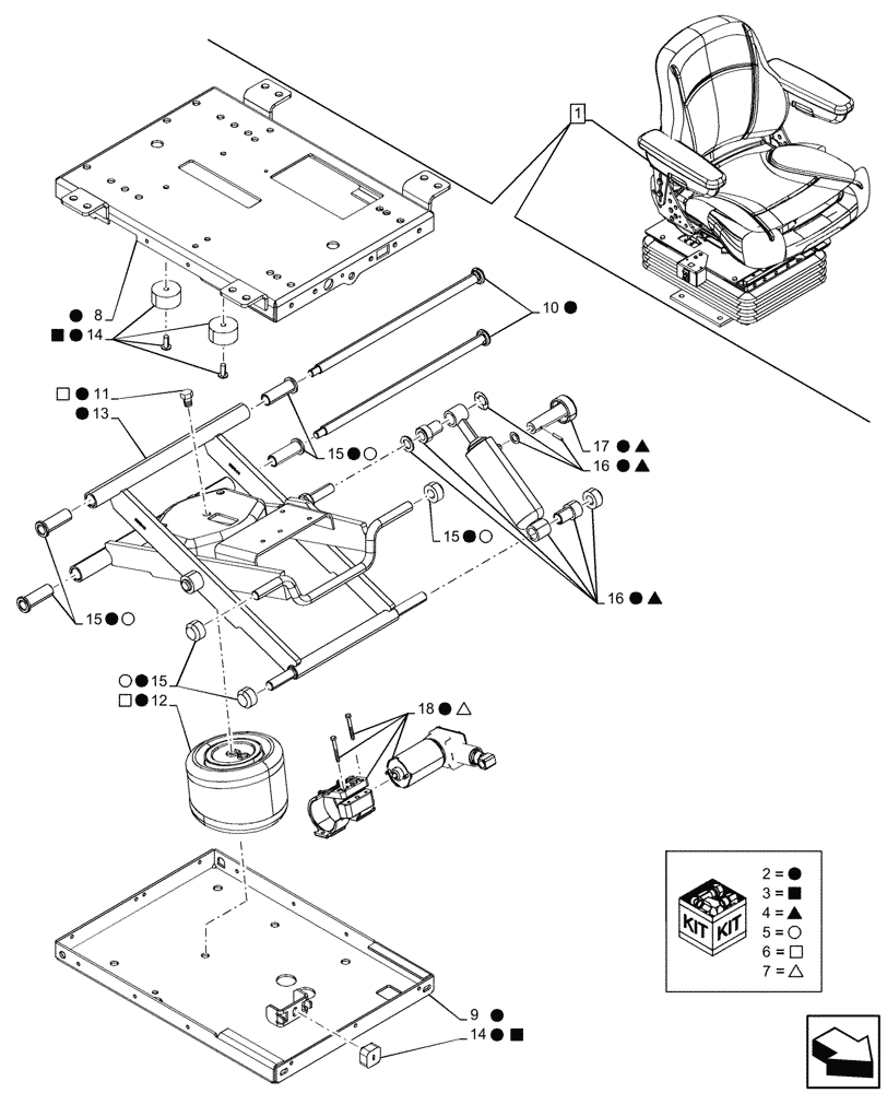 Схема запчастей Case 590SN - (90.124.040) - VAR - 747897 - CAB, SEAT AIR SUSPENSION, CLOTH, SUSPENSION, COMPONENTS (90) - PLATFORM, CAB, BODYWORK AND DECALS