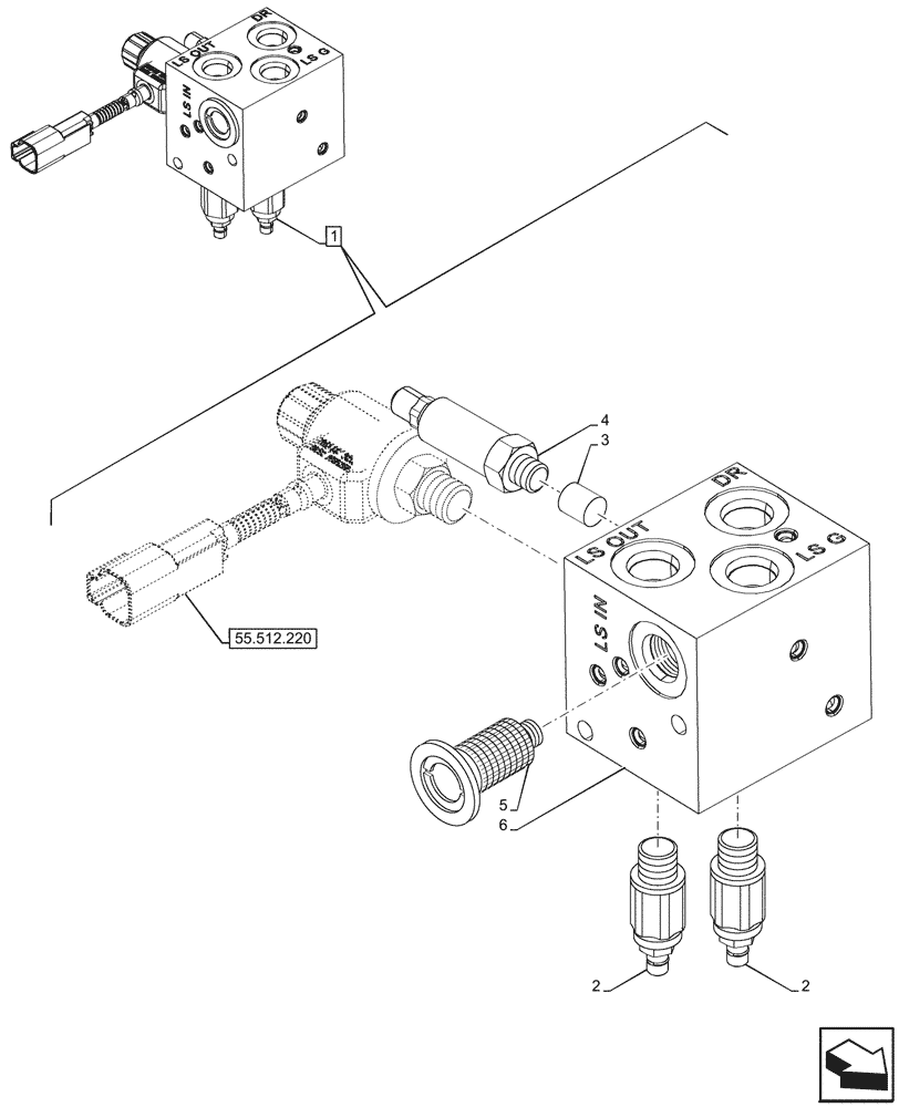 Схема запчастей Case 590SN - (35.738.080) - HYDRAULIC LIFT, W/ MECHANICAL LIFT, VALVE, COMPONENTS (35) - HYDRAULIC SYSTEMS