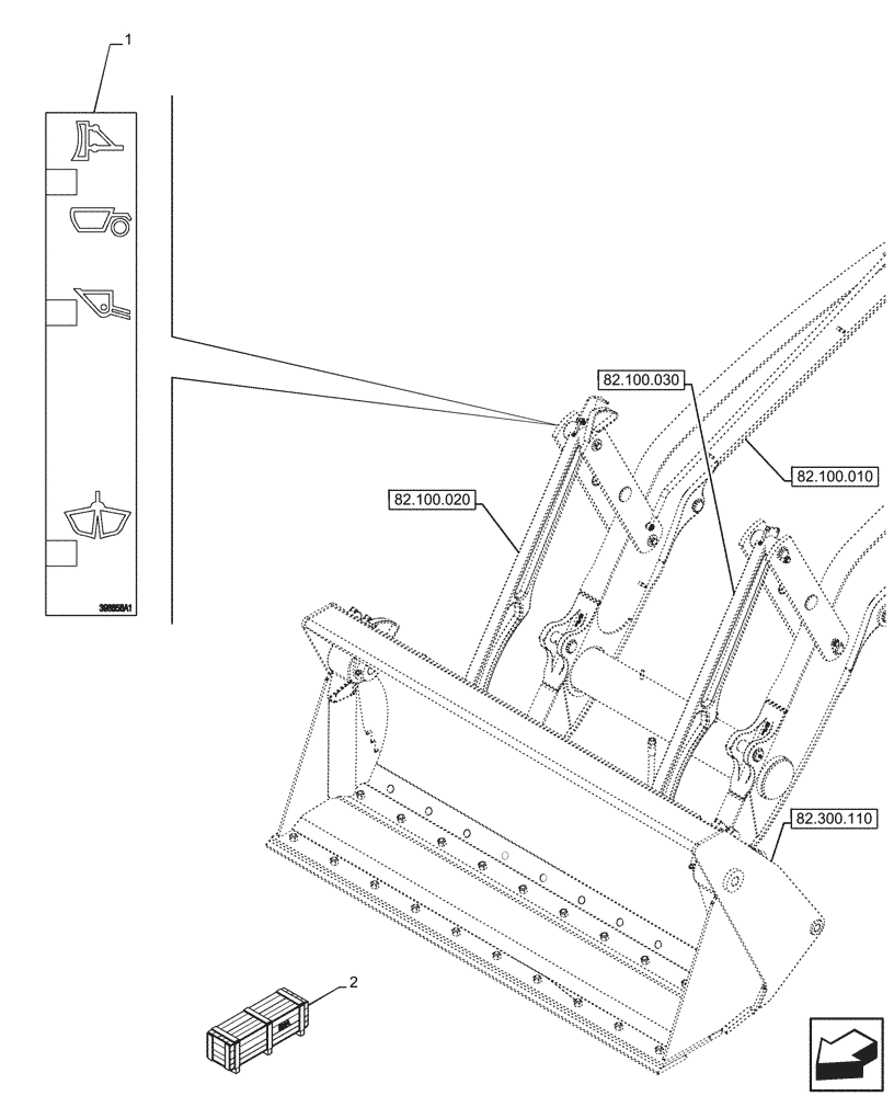 Схема запчастей Case 580N EP - (90.108.020) - VAR - 747863 - 4-IN-1 BUCKET, WARNING DECAL (90) - PLATFORM, CAB, BODYWORK AND DECALS