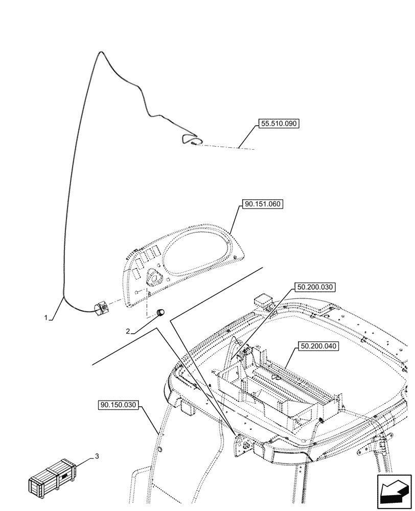 Схема запчастей Case 590SN - (55.051.020) - VAR - 747853, 747855 - AIR CONDITIONING, THERMOSTAT (55) - ELECTRICAL SYSTEMS