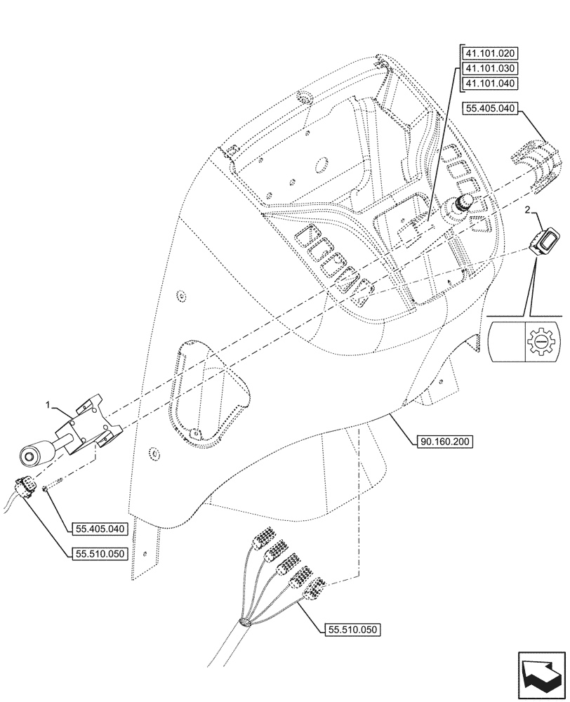 Схема запчастей Case 590SN - (55.513.050) - VAR - 423062 - TRANSMISSION, POWERSHIFT, AUTOMATIC, SWITCH, GEARSHIFT, LEVER, 4WD (55) - ELECTRICAL SYSTEMS