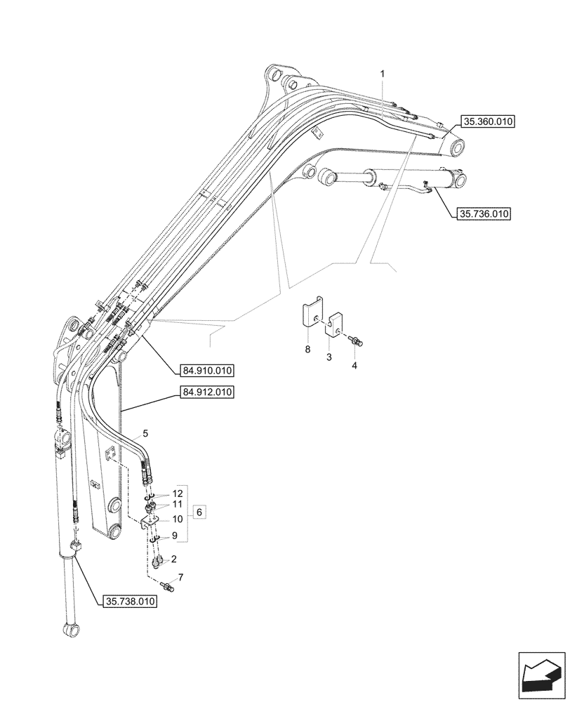 Схема запчастей Case CX26C - (35.360.020) - VAR - 405024, 405044 - HAMMER, SHEARS, LINE (35) - HYDRAULIC SYSTEMS