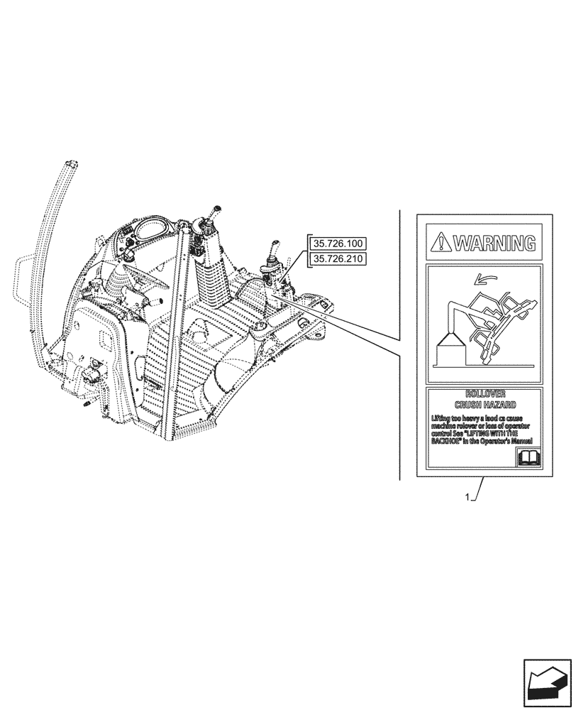 Схема запчастей Case 580SN - (90.108.021) - WARNING DECAL, PILOT CONTROLS (90) - PLATFORM, CAB, BODYWORK AND DECALS