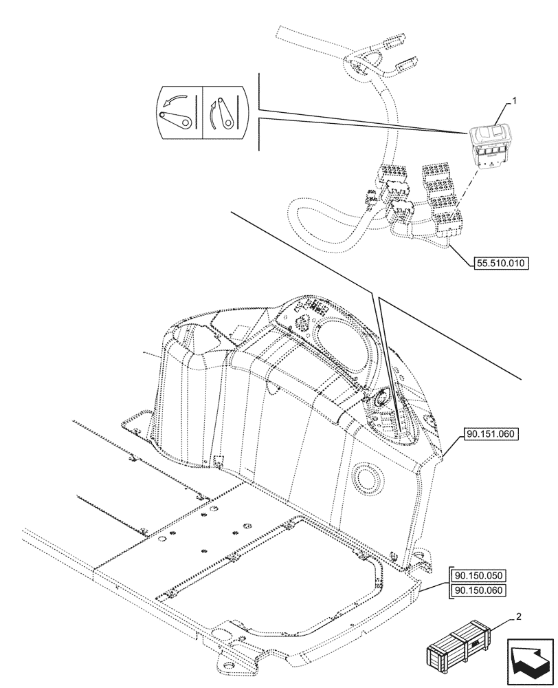 Схема запчастей Case 580SN - (55.512.180) - VAR - 423080 - ELECTRONIC LIFT, SWITCH (55) - ELECTRICAL SYSTEMS