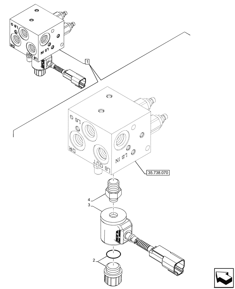 Схема запчастей Case 590SN - (55.512.210) - VALVE HEAVY LIFT, COMPONENTS, SOLENOID (55) - ELECTRICAL SYSTEMS