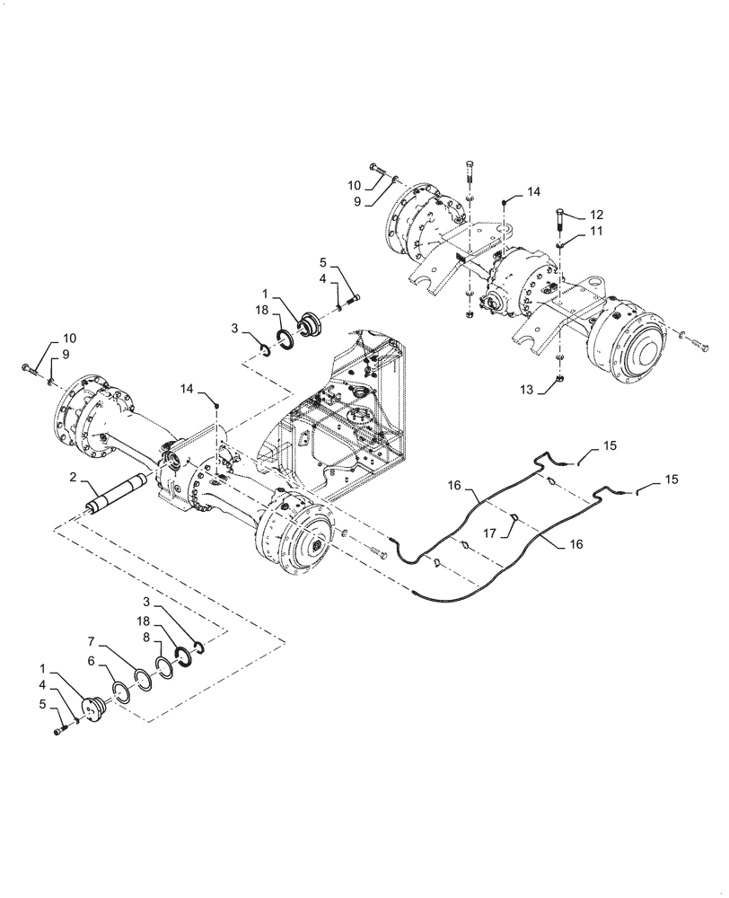 Схема запчастей Case 521G - (25.100.010[01]) - VAR - 782122 - STANDARD FRONT AND REAR DIFFERENTIAL INSTALLATION (25) - FRONT AXLE SYSTEM