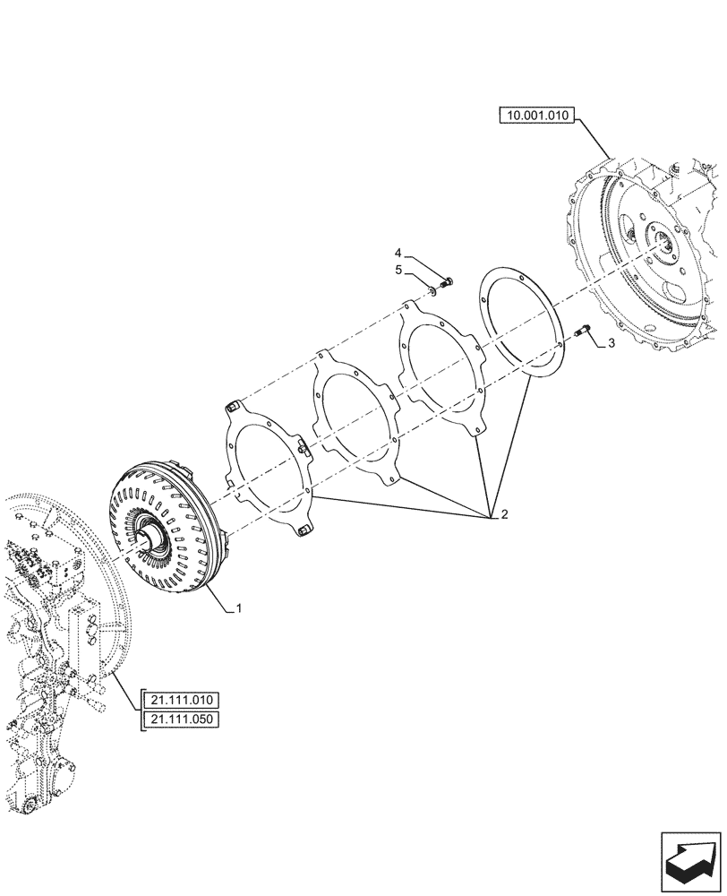 Схема запчастей Case 580N - (21.700.030) - VAR - 423060, 423061 - TRANSMISSION, SEMI-POWERSHIFT, TORQUE CONVERTER (21) - TRANSMISSION