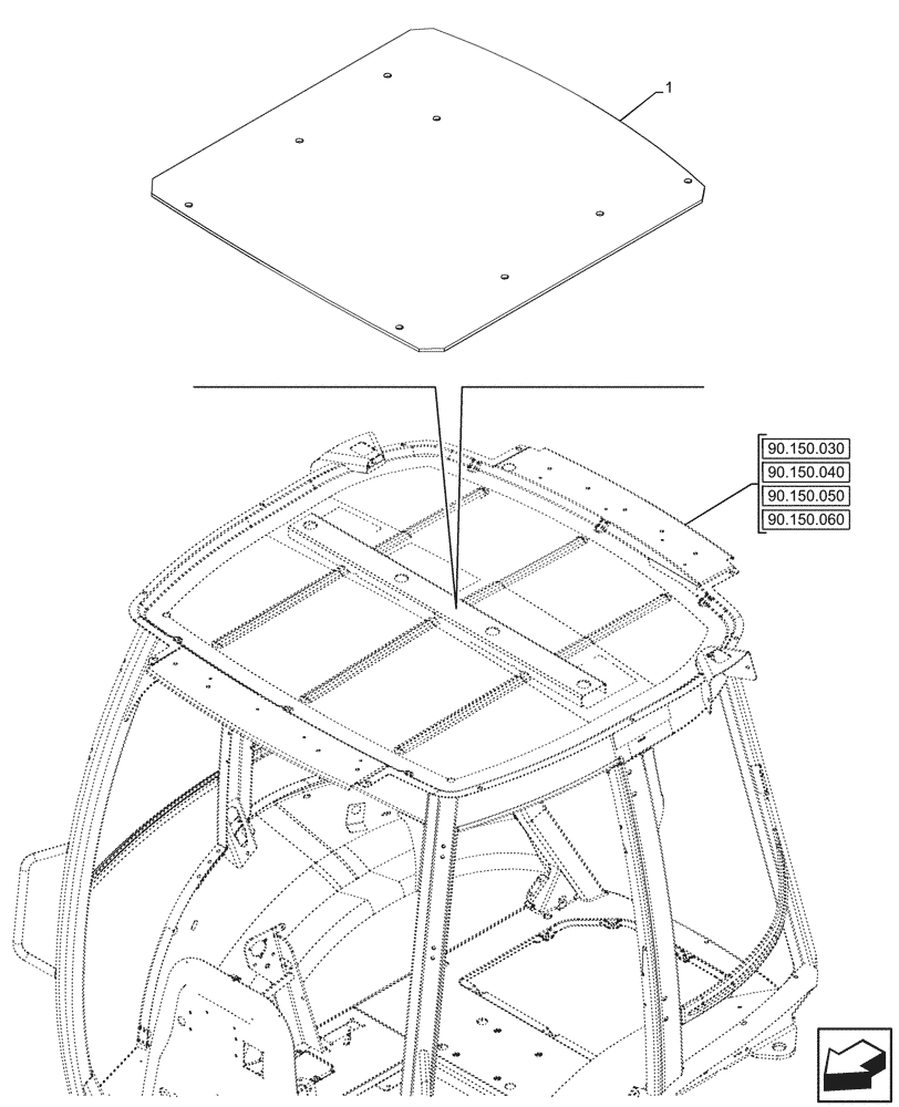 Схема запчастей Case 580SN - (90.160.170) - VAR - 747853, 747854, 747855 - CAB, INTERNAL, LINE (90) - PLATFORM, CAB, BODYWORK AND DECALS