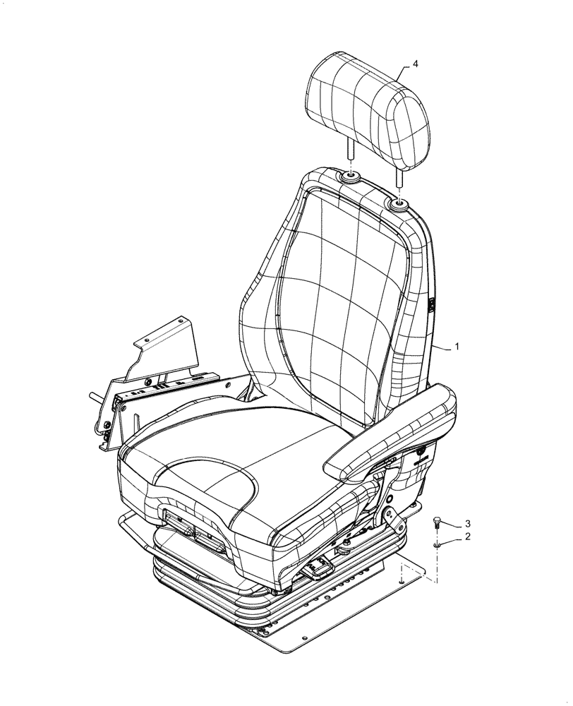 Схема запчастей Case 721G - (90.124.020) - VAR - 734085 - PREMIUM HEATED AIR SEAT (90) - PLATFORM, CAB, BODYWORK AND DECALS