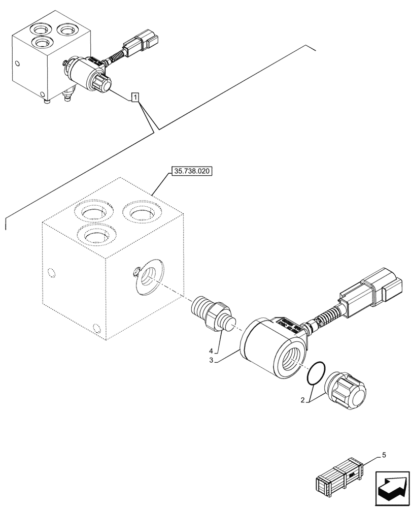 Схема запчастей Case 580SN - (55.512.190) - VAR - 423080 - VALVE HEAVY LIFT, COMPONENTS, SOLENOID (55) - ELECTRICAL SYSTEMS