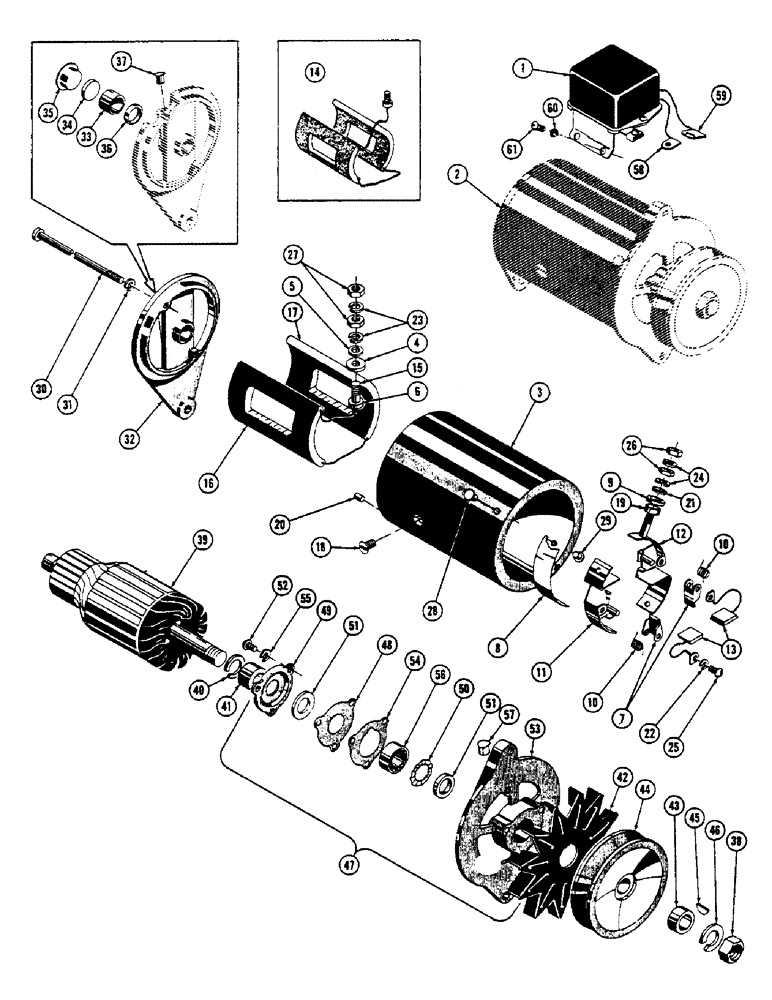 Схема запчастей Case 600 - (054) - (R11129) GENERATOR ASSY, (USED FROM SERIAL #7060734) (06) - ELECTRICAL SYSTEMS