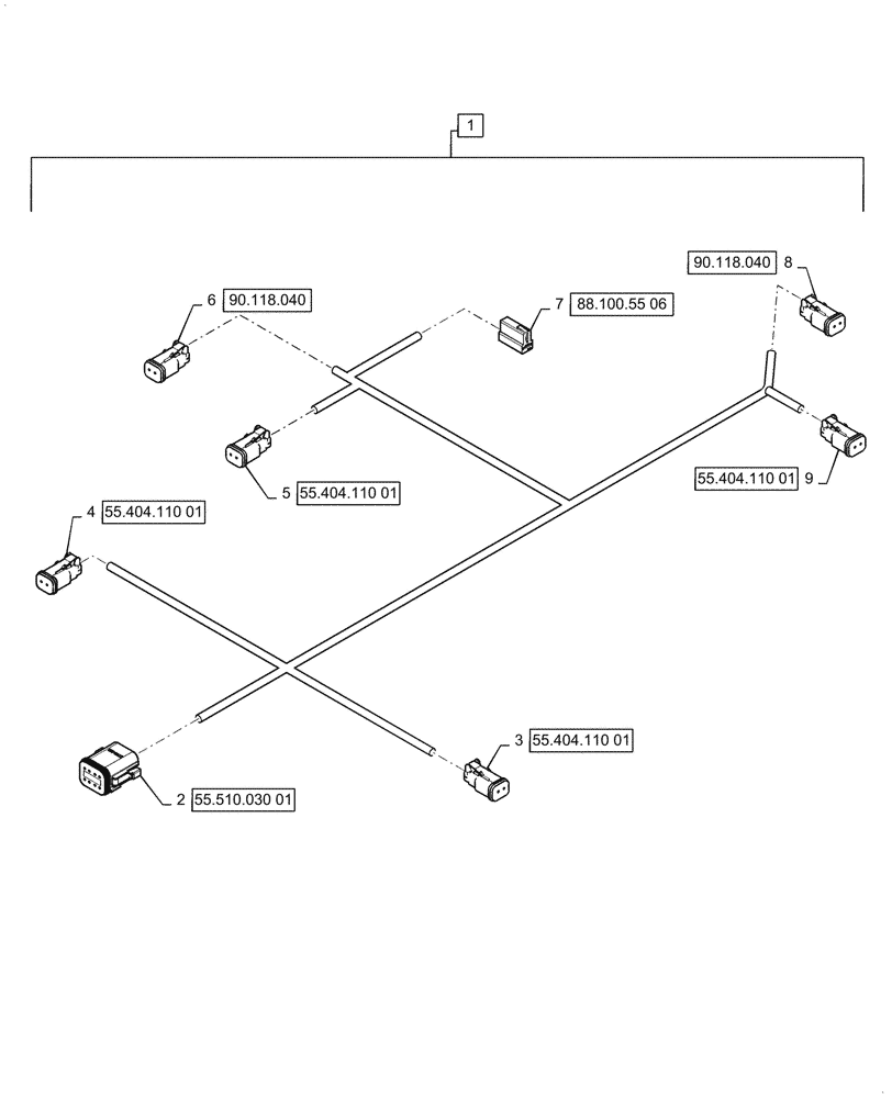 Схема запчастей Case 521G - (55.510.010[02]) - CAB ROOF HARNESS ASSEMBLY (55) - ELECTRICAL SYSTEMS