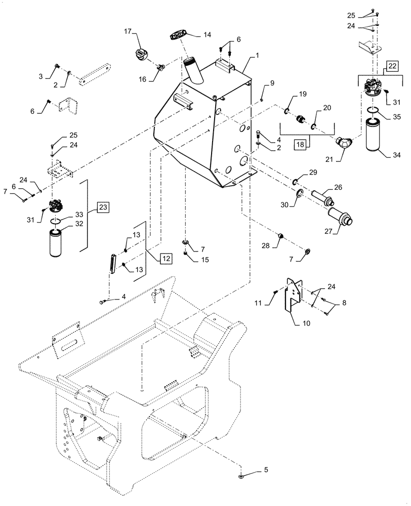 Схема запчастей Case 1150M WT/LGP - (35.300.AQ[02]) - TANK, HYDRAULIC OIL RESERVOIR - ASN - NGC105084 (35) - HYDRAULIC SYSTEMS