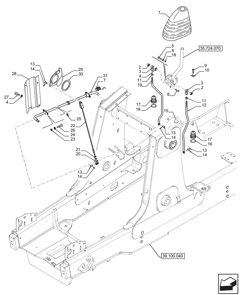 Схема запчастей Case 580SN - (35.724.050) - VAR - 423080 - CONTROL, LOADER BUCKET, GEAR PUMP (35) - HYDRAULIC SYSTEMS