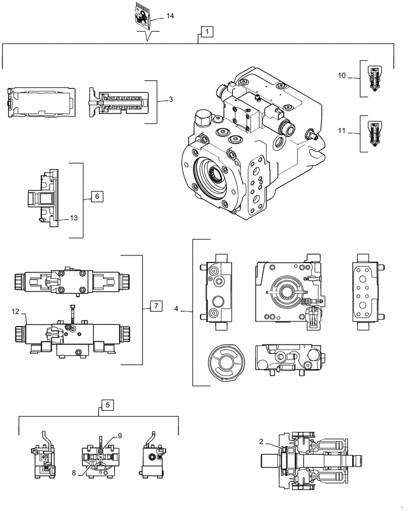 Схема запчастей Case SR250 - (29.212.07[02]) - HYDROSTATIC PUMP, 53CC, EHF (29) - HYDROSTATIC DRIVE