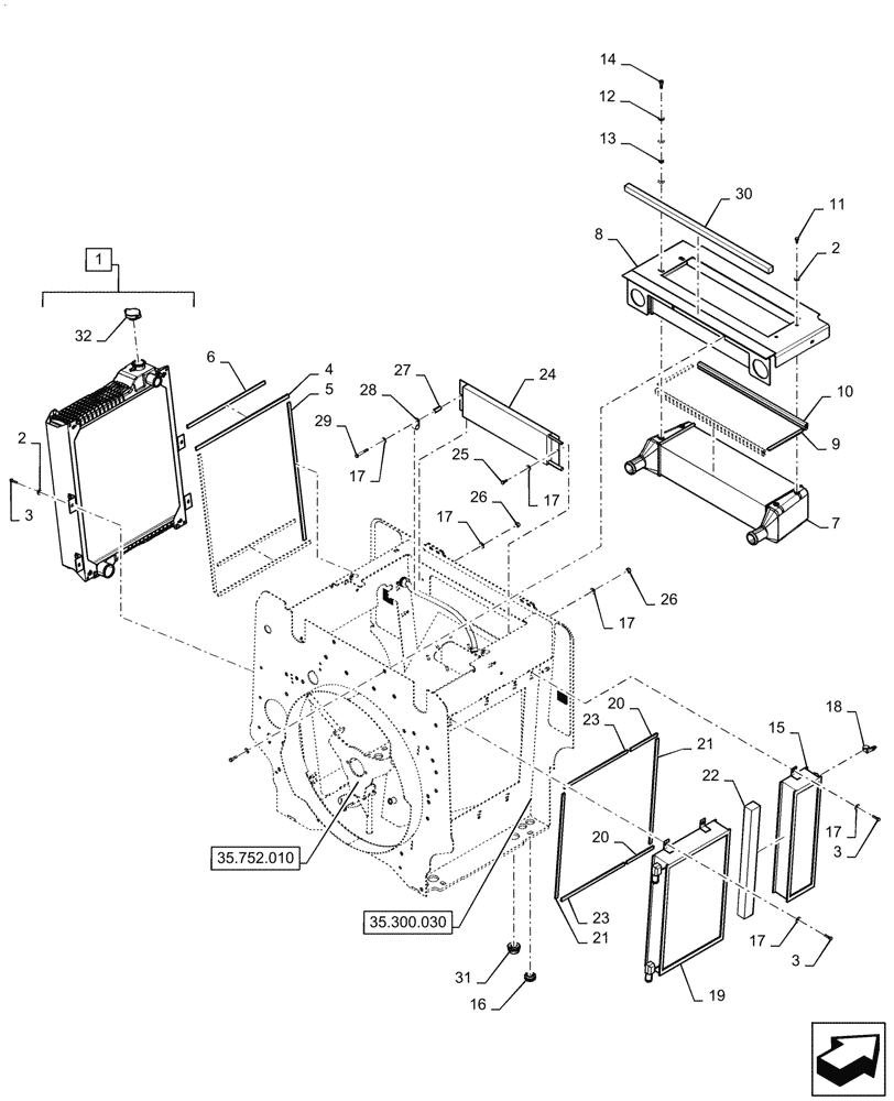 Схема запчастей Case 521G - (35.400.020[03]) - VAR - 784554, 482585 - COOLER INSTALLATION (35) - HYDRAULIC SYSTEMS