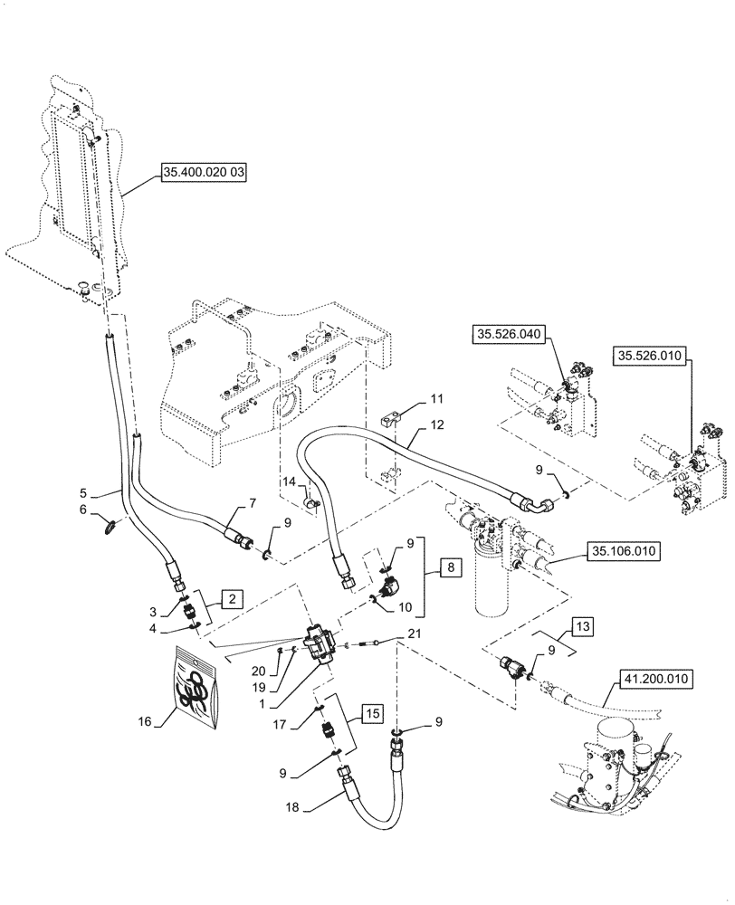 Схема запчастей Case 521G - (35.300.010[01]) - VAR - 782454, 482585 -THERMAL BY-PASS VALVE (35) - HYDRAULIC SYSTEMS