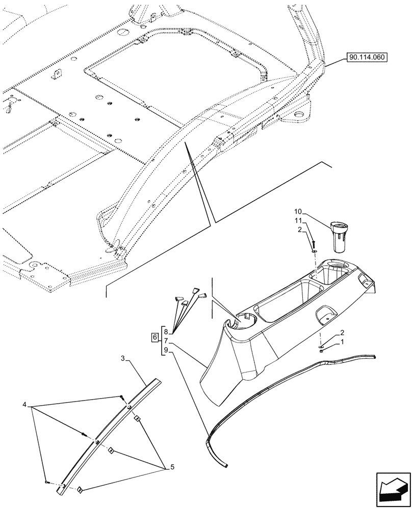 Схема запчастей Case 580SN - (90.110.120) - VAR - 423001 - CANOPY, LEFT, PANEL, MALAYSIAN (90) - PLATFORM, CAB, BODYWORK AND DECALS