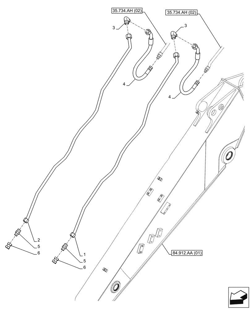 Схема запчастей Case CX210D LC - (35.734.AD[08]) - VAR - 781128 - QUICK COUPLER, HYDRAULIC LINE, ARM (L=2.4M) - ASN NFS7H1193 (35) - HYDRAULIC SYSTEMS