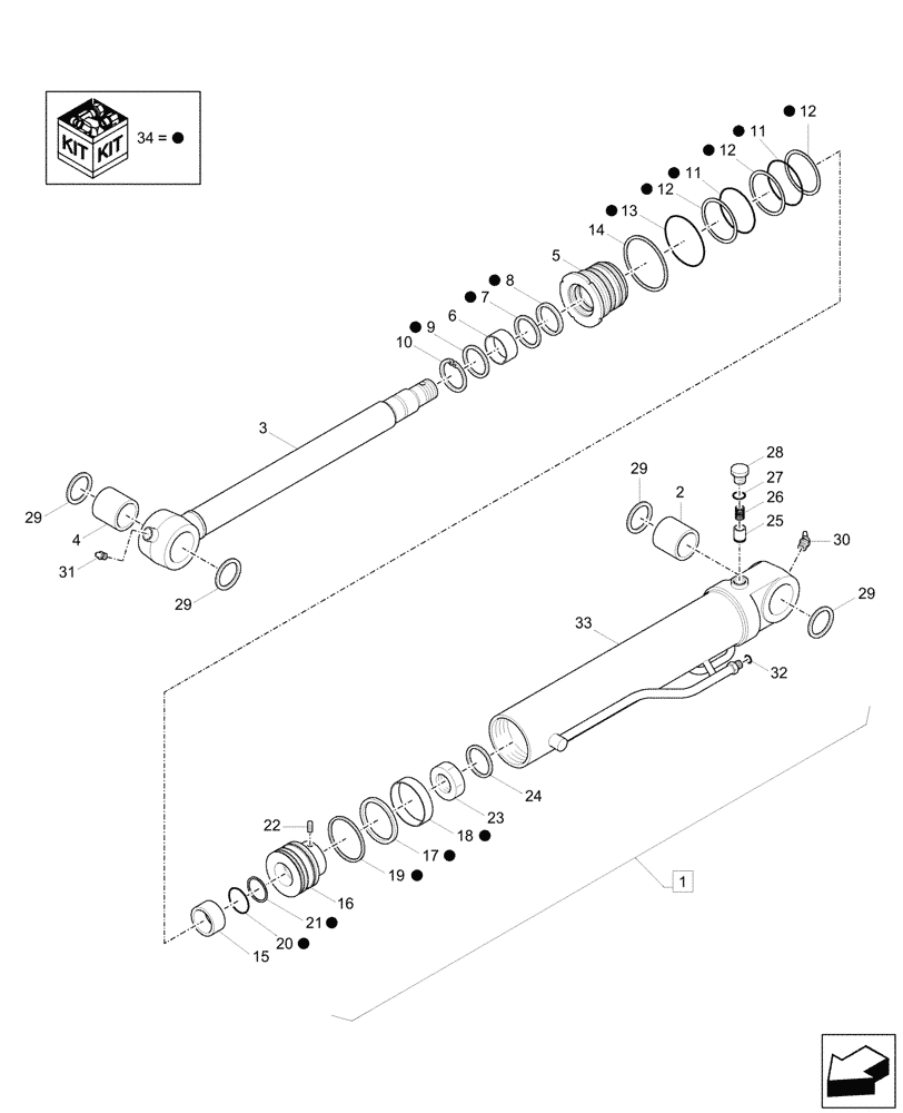 Схема запчастей Case CX26C - (35.737.010) - VAR - 747061 - DIPPER CYLINDER, COMPONENTS (35) - HYDRAULIC SYSTEMS