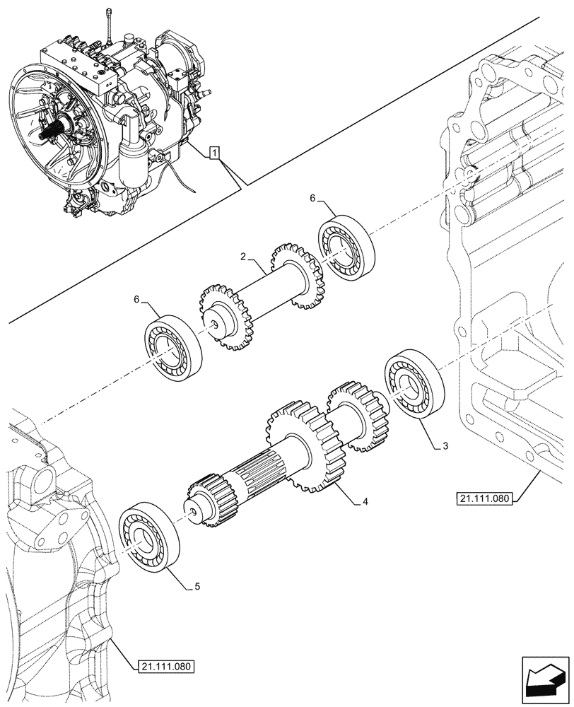 Схема запчастей Case 580SN - (21.152.080) - VAR - 423061 - TRANSMISSION, SEMI-POWERSHIFT, COMPONENTS, DRIVE SHAFT, DRIVEN SHAFT, 4WD (21) - TRANSMISSION