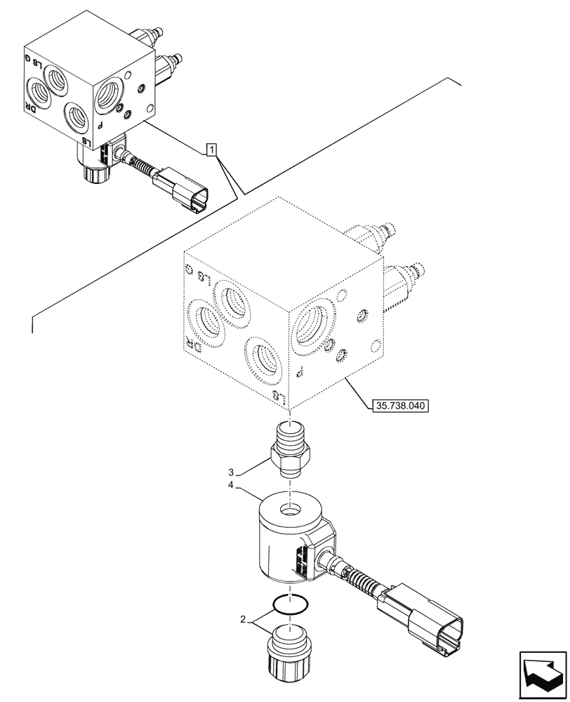 Схема запчастей Case 580SN WT - (55.512.200) - VALVE HEAVY LIFT, COMPONENTS, SOLENOID (55) - ELECTRICAL SYSTEMS