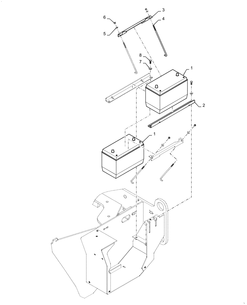 Схема запчастей Case 521G - (55.302.020) - VAR - 482322 - BATTERY, MOUNTING PARTS, HEAVY DUTY (55) - ELECTRICAL SYSTEMS