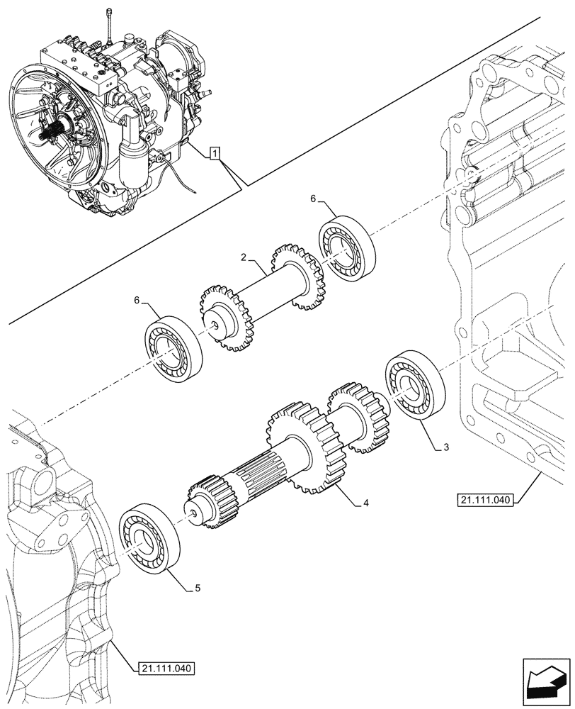 Схема запчастей Case 580SN - (21.152.030) - VAR - 423060 - TRANSMISSION, SEMI-POWERSHIFT, COMPONENTS, DRIVE SHAFT, DRIVEN SHAFT, 2WD (21) - TRANSMISSION