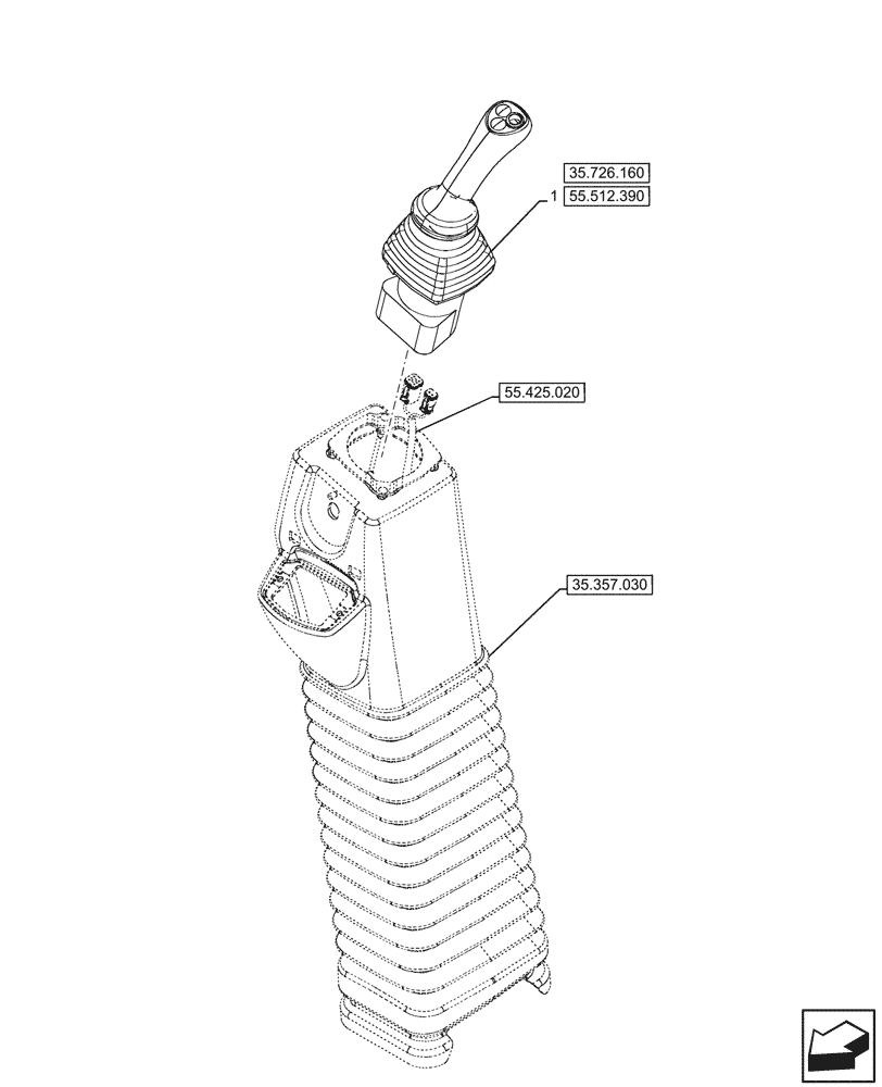 Схема запчастей Case 580SN - (35.726.150) - 6-SPOOL, 7-SPOOL, JOYSTICK MOUNTING, LH, W/ PILOT CONTROLS, W/O AUXILIARY HYDRAULIC (35) - HYDRAULIC SYSTEMS