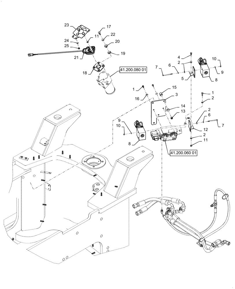 Схема запчастей Case 1121G - (41.200.060[02]) - VAR - 482913 - STANDARD, STEERING - EH W/ JOYSTICK (41) - STEERING