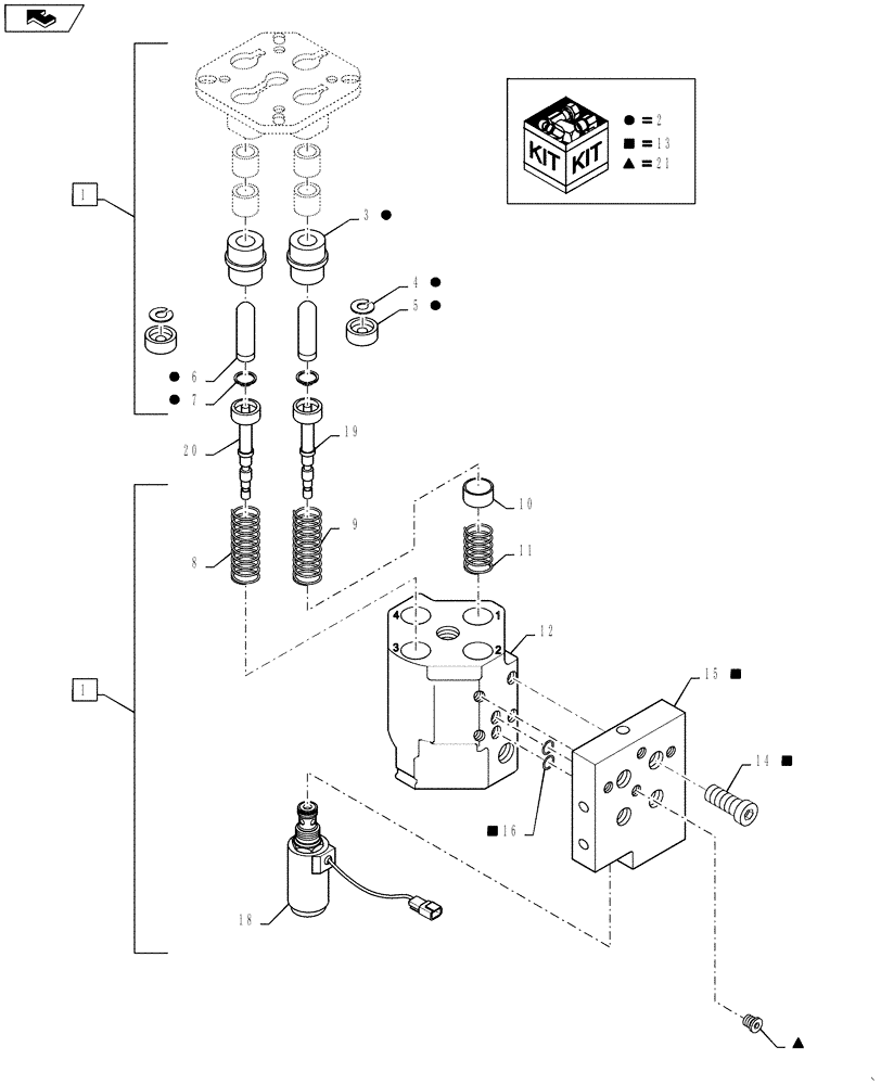 Схема запчастей Case 621F - (55.524.01[02]) - JOYSTICK CONTROL, VALVE ASSEMBLY (55) - ELECTRICAL SYSTEMS