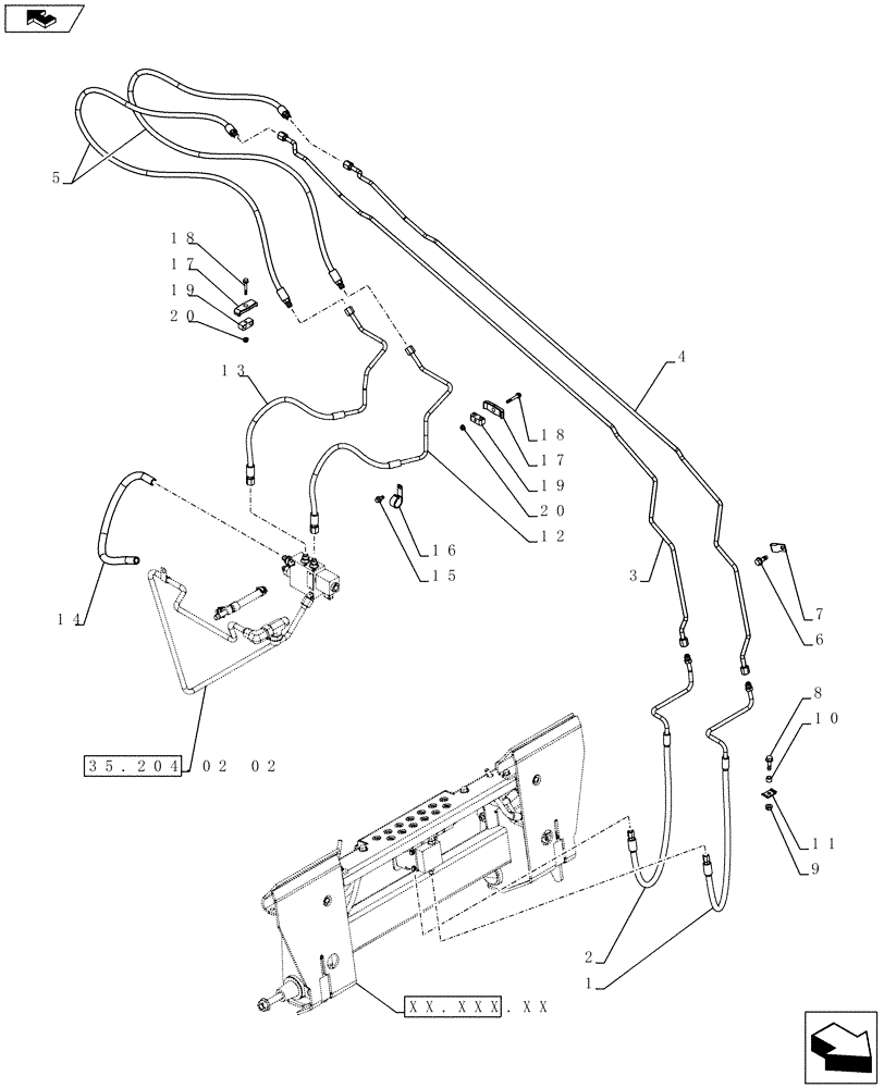 Схема запчастей Case SV185 - (35.734.AH[02]) - HYDRAULIC COUPLER, ARM PLUMBING (SV185) (35) - HYDRAULIC SYSTEMS