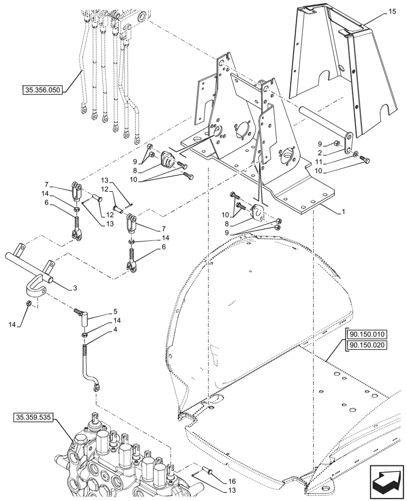 Схема запчастей Case 580N - (35.356.060) - BACKHOE CONTROL VALVE, 7-SPOOL, MECHANICAL CONTROL, EXTANDABLE DIPPER, W/O 2 LEVER CONTROLS, W/O DOUBLE AUXILIARY (35) - HYDRAULIC SYSTEMS