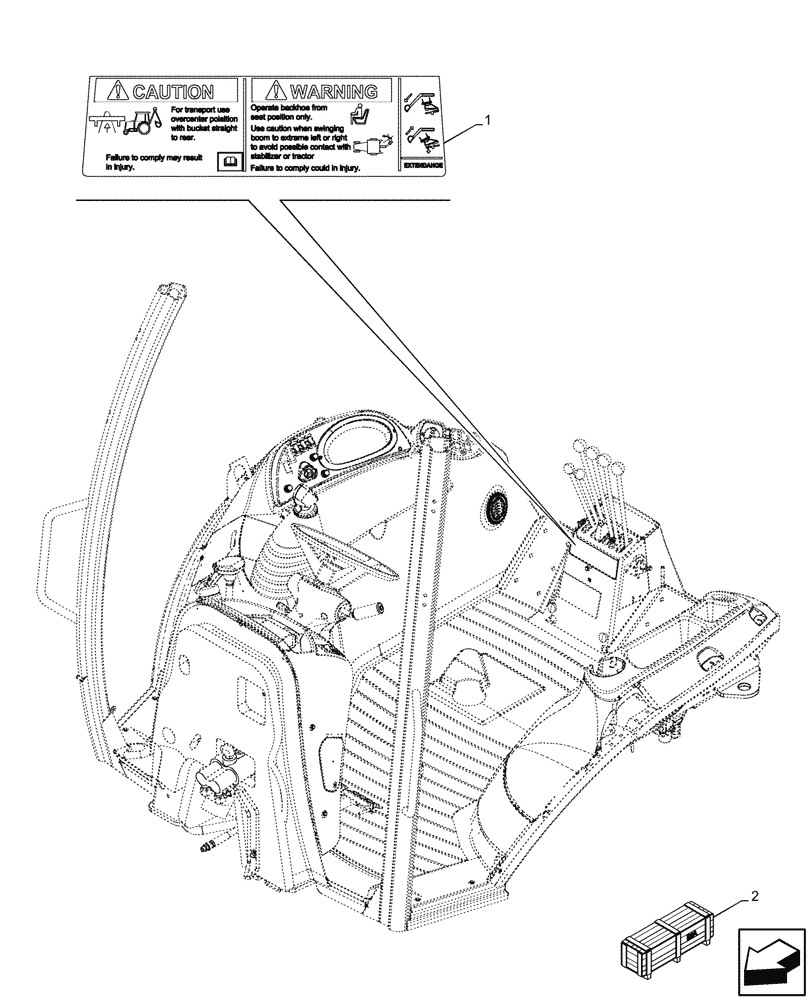 Схема запчастей Case 580SN - (90.108.033) - WARNING DECAL, MECHANICAL, CONTROLS, HAND SWING (90) - PLATFORM, CAB, BODYWORK AND DECALS