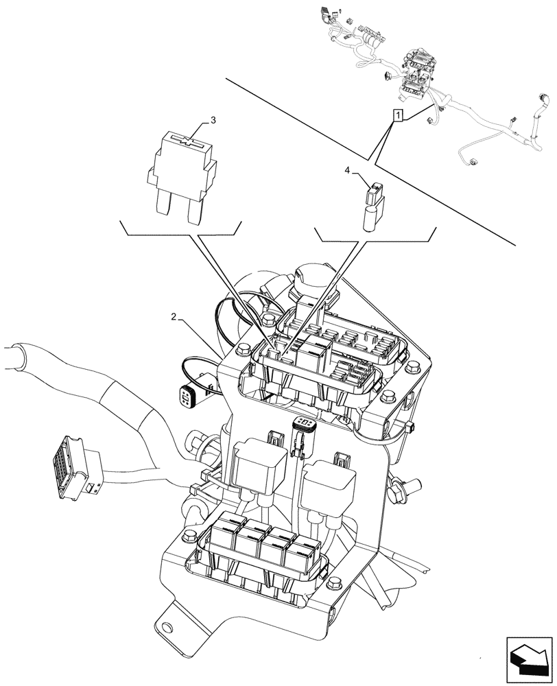 Схема запчастей Case 580N EP - (55.510.190) - CANOPY, POWERSHUTTLE, TRANSMISSION, RIGHT SIDE, CONSOLE, HARNESS, FUSE BOX, DIODE (55) - ELECTRICAL SYSTEMS