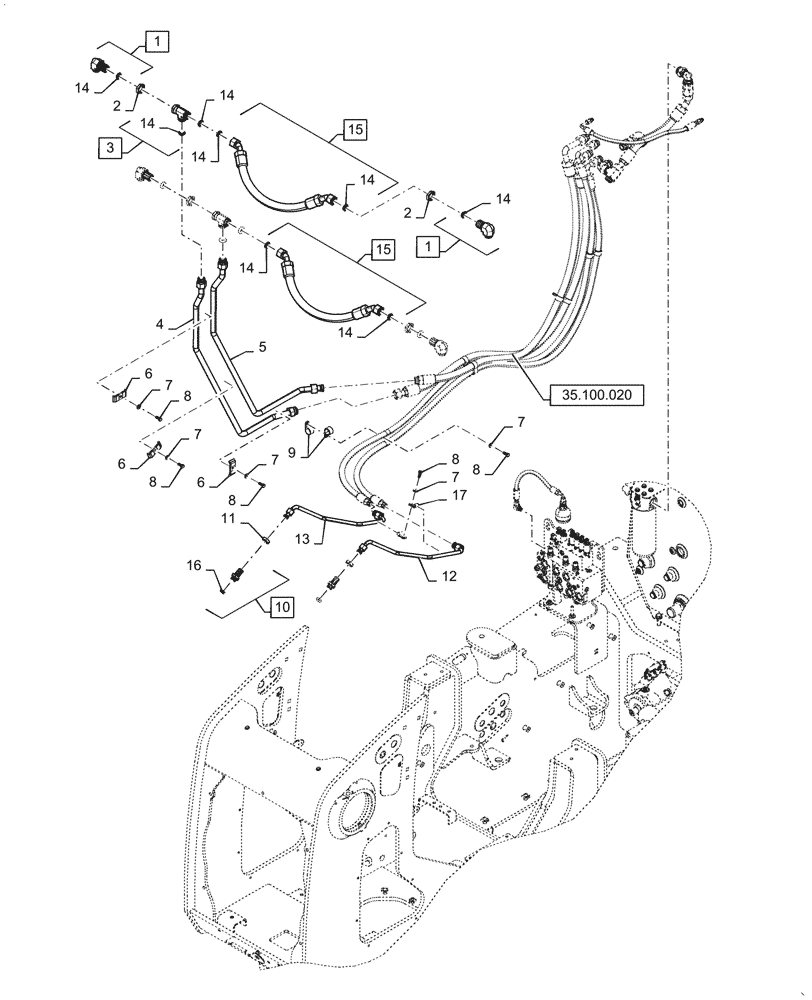 Схема запчастей Case 1650M XLT BD - (35.100.010) - HYDRAULIC LIFT (35) - HYDRAULIC SYSTEMS