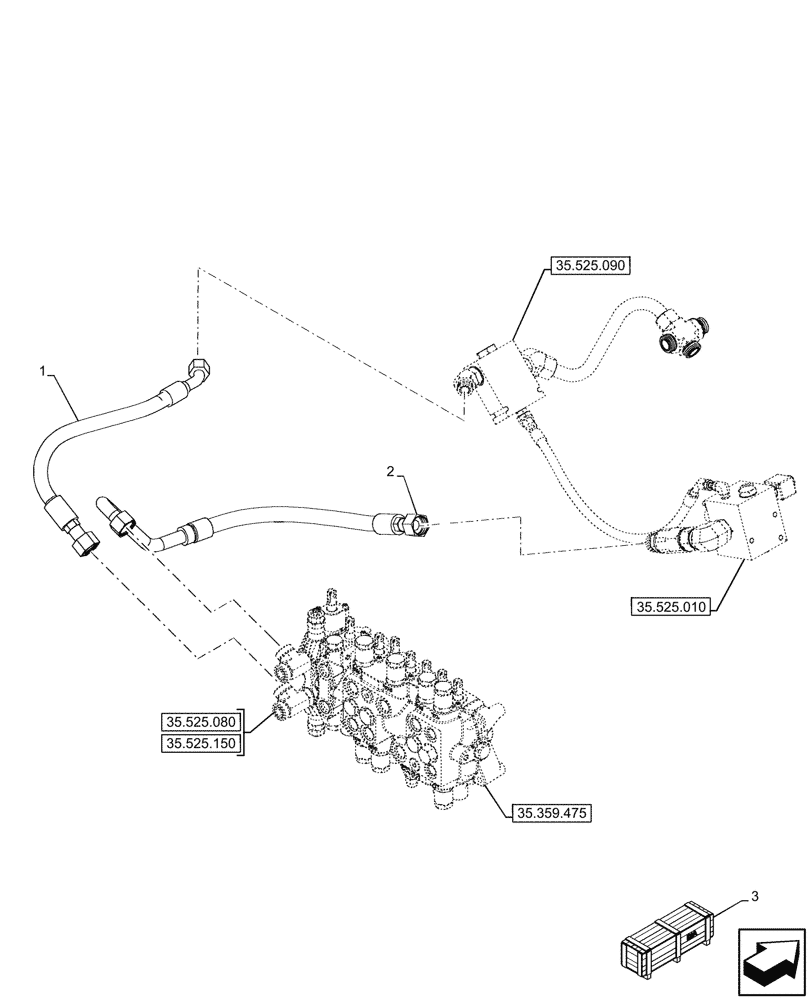 Схема запчастей Case 580SN - (35.359.665) - 8-SPOOL, CONTROL VALVE LINE (35) - HYDRAULIC SYSTEMS