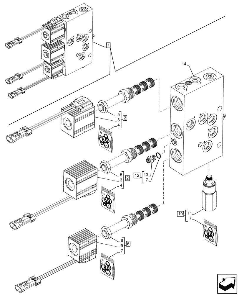 Схема запчастей Case 580SN WT - (35.734.160) - DOUBLE, QUICK COUPLER, VALVE, COMPONENTS (35) - HYDRAULIC SYSTEMS