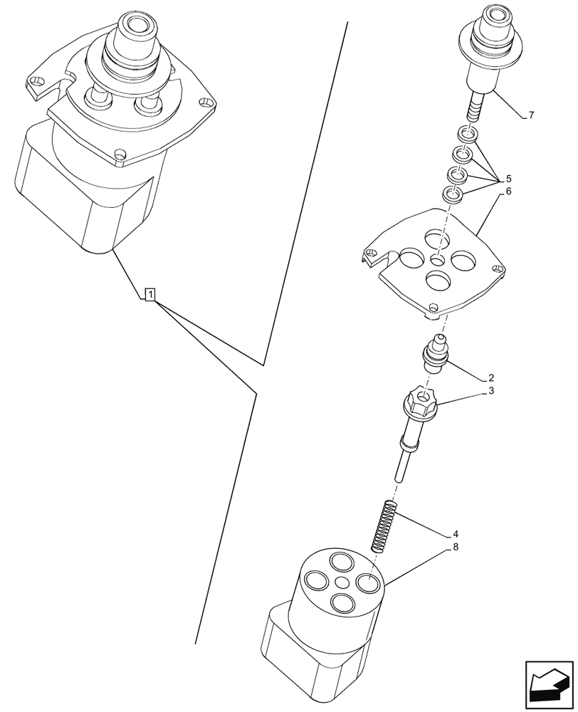 Схема запчастей Case 580N - (35.726.120) - 6-SPOOL, 7-SPOOL, 8-SPOOL, PILOT VALVE, JOYSTICK, W/ PILOT CONTROLS (35) - HYDRAULIC SYSTEMS