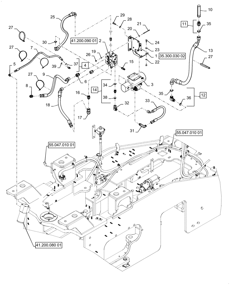 Схема запчастей Case 1021G - (41.200.030[01]) - VAR - 482913, 782442 - ELECTRIC SYSTEM CONTROL, STEERING - W/ JOYSTICK (41) - STEERING