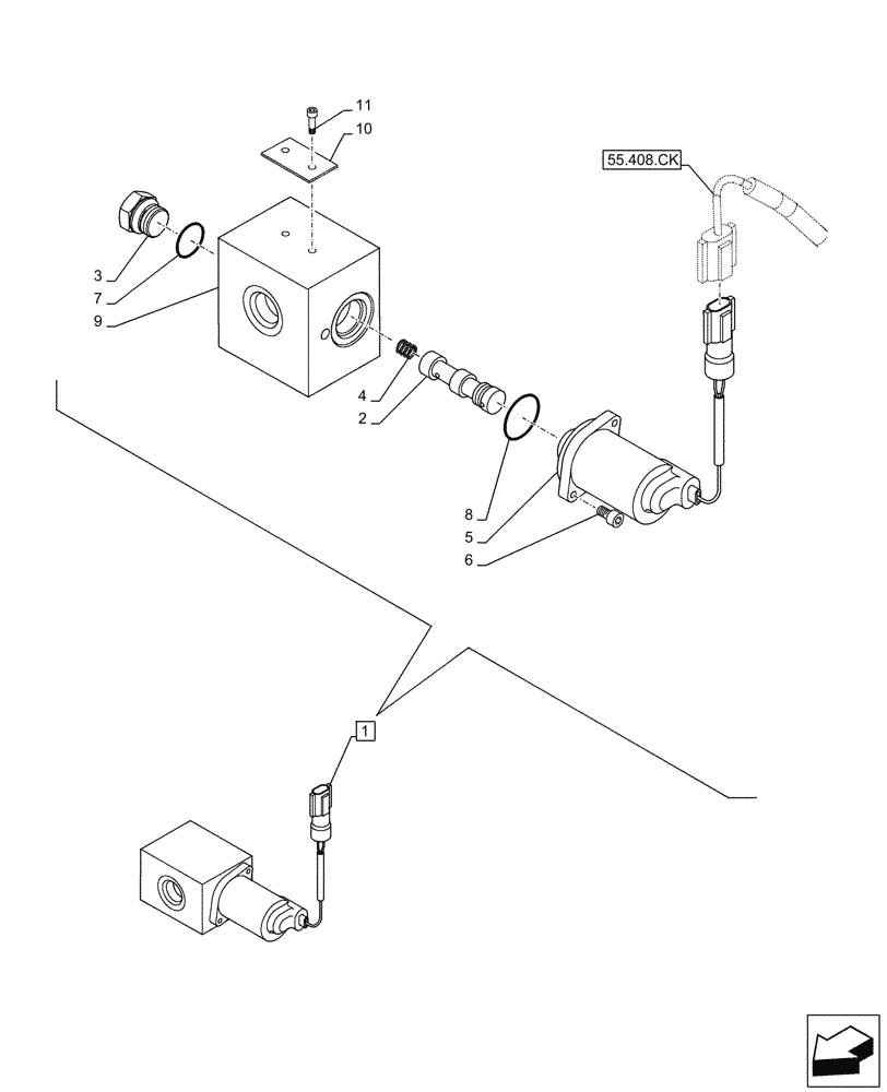 Схема запчастей Case CX210D LC LR - (35.352.AW[02]) - VAR - 461568 - LOCKOUT SOLENOID VALVE, FREE SWING (35) - HYDRAULIC SYSTEMS