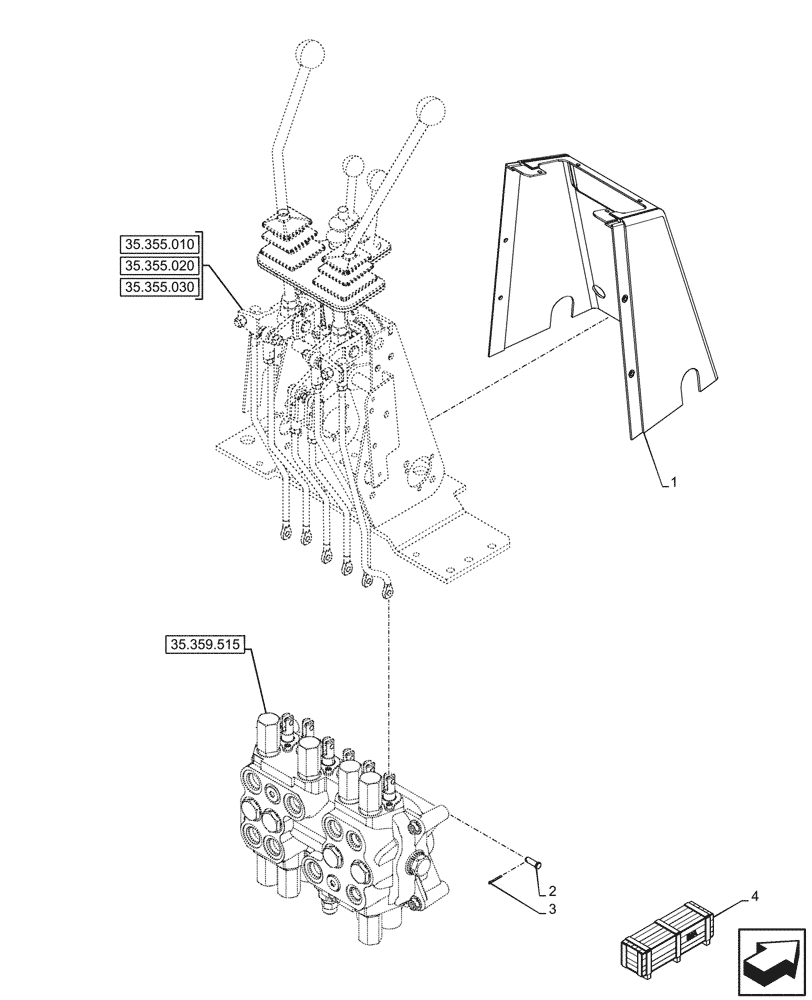 Схема запчастей Case 580SN WT - (35.355.060) - 6-SPOOL, BACKHOE CONTROL VALVE, MECHANICAL CONTROLS, STANDARD DIPPER, HAND SWING, W/ 2 LEVER CONTROLS, W/O DOUBLE AUXILIARY, MOUNTING PARTS (35) - HYDRAULIC SYSTEMS