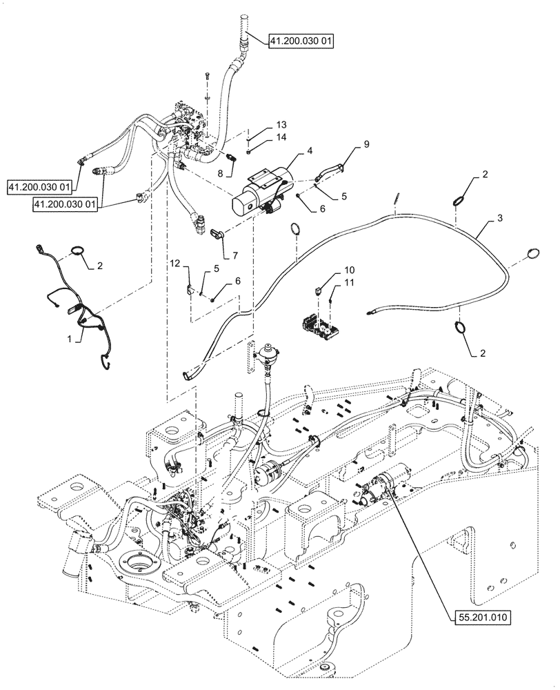 Схема запчастей Case 1121G - (55.047.010[01]) - VAR - 482913, 782442 - ELECTRIC SYSTEM CONTROL, STEERING - W/ JOYSTICK (55) - ELECTRICAL SYSTEMS