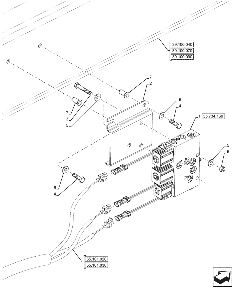 Схема запчастей Case 590SN - (35.734.150) - DOUBLE, QUICK COUPLER, VALVE (35) - HYDRAULIC SYSTEMS