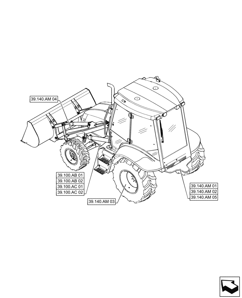 Схема запчастей Case 570N EP - (39.000.00) - SECTION INDEX - FRAMES AND BALLASTING (39) - FRAMES AND BALLASTING