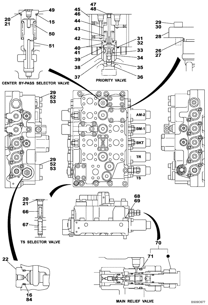 Схема запчастей Case CX700B - (08-91) - CONTROL VALVE (08) - HYDRAULICS