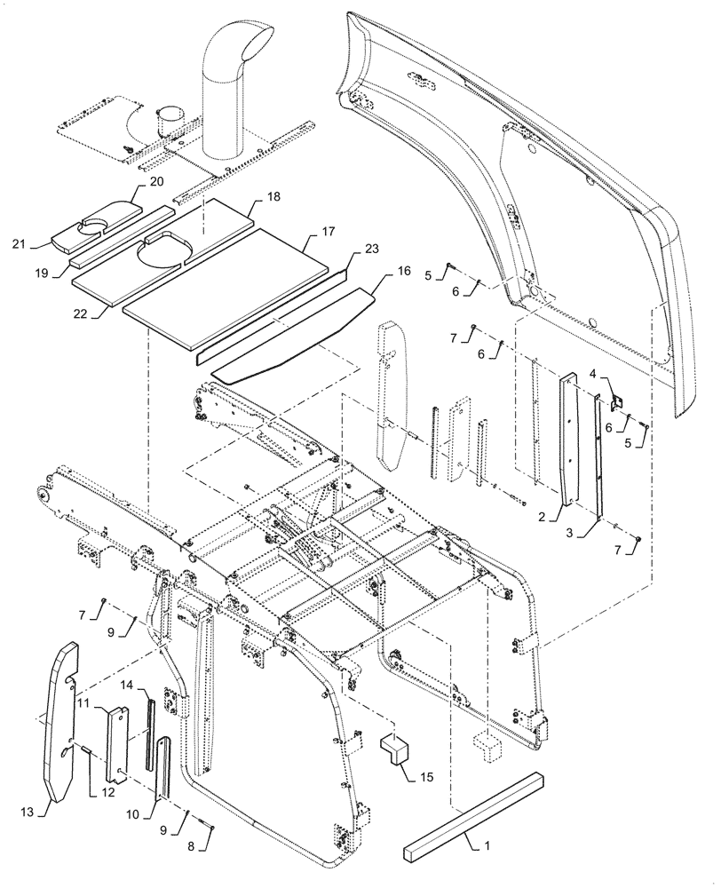 Схема запчастей Case 1121G - (90.105.010[05]) - HOOD INSTALLATION (90) - PLATFORM, CAB, BODYWORK AND DECALS